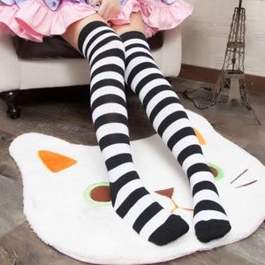 🖤 Black Striped Thigh-High Socks 🖤